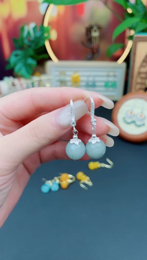 玛瑙/玉髓耳饰银S925镶嵌822