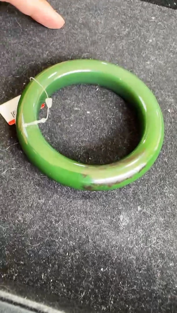 【闪购商品】和田玉（碧玉）绿底鸭蛋青手镯未镶嵌约61mm