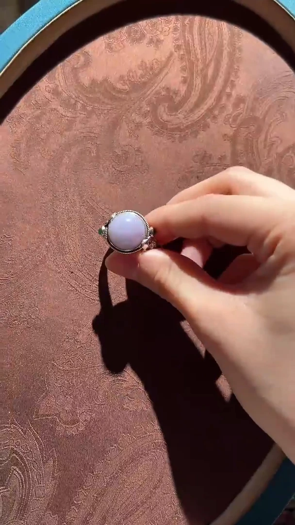 【闪购商品】翡翠戒指银S925镶嵌红翡绿翠38号