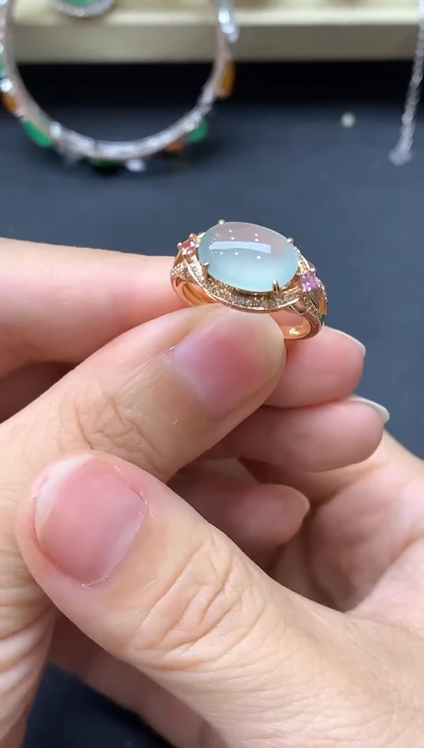 翡翠戒指18K金镶嵌436-中国好珍宝