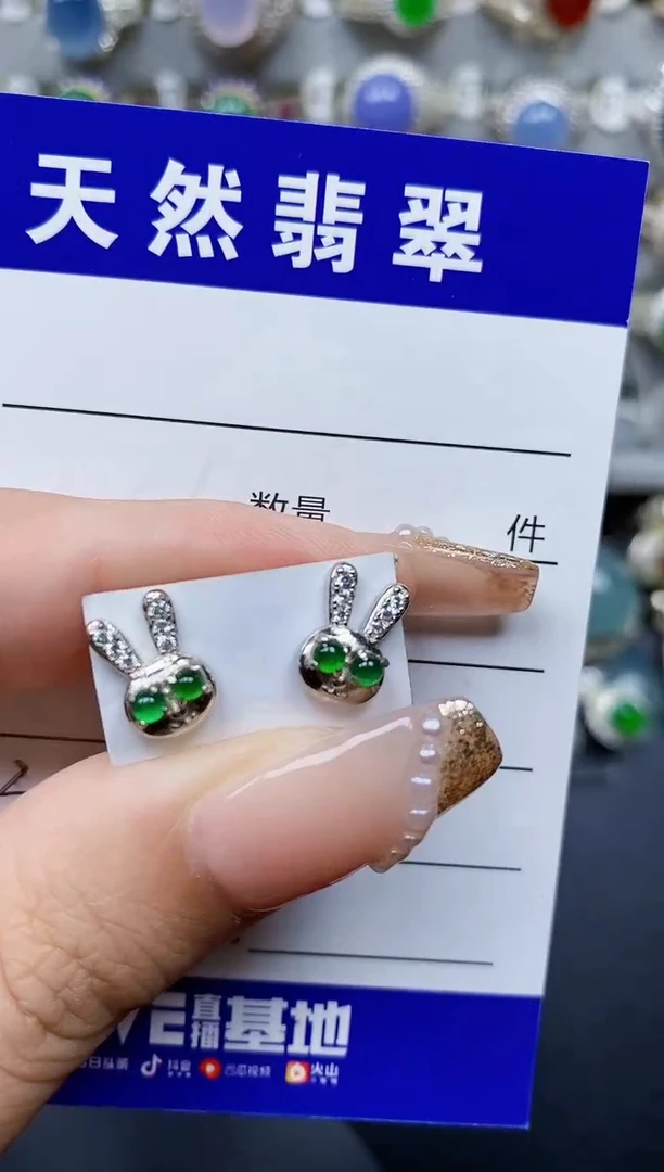 翡翠银S925镶嵌耳饰31