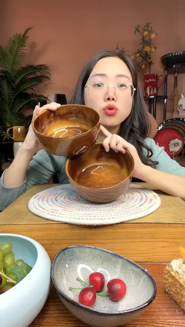 陶瓷6英寸焦糖色面碗 2件 微瑕疵