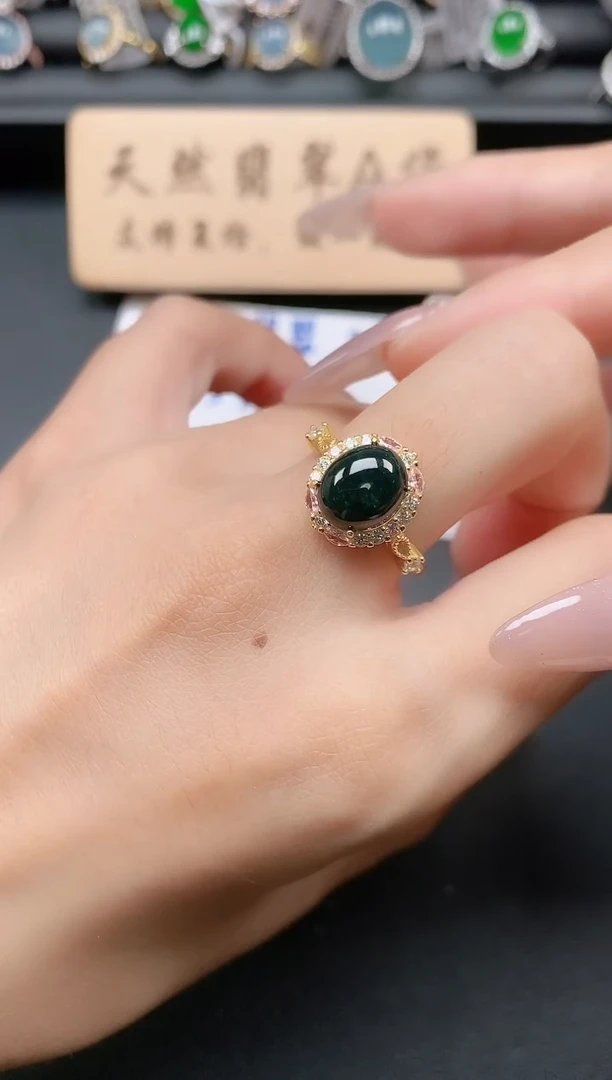 银S925镶嵌戒指翡翠111