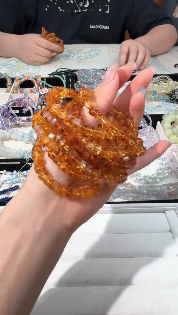 【闪购商品】琥珀手链未镶嵌I004花珀糖豆方块素圈