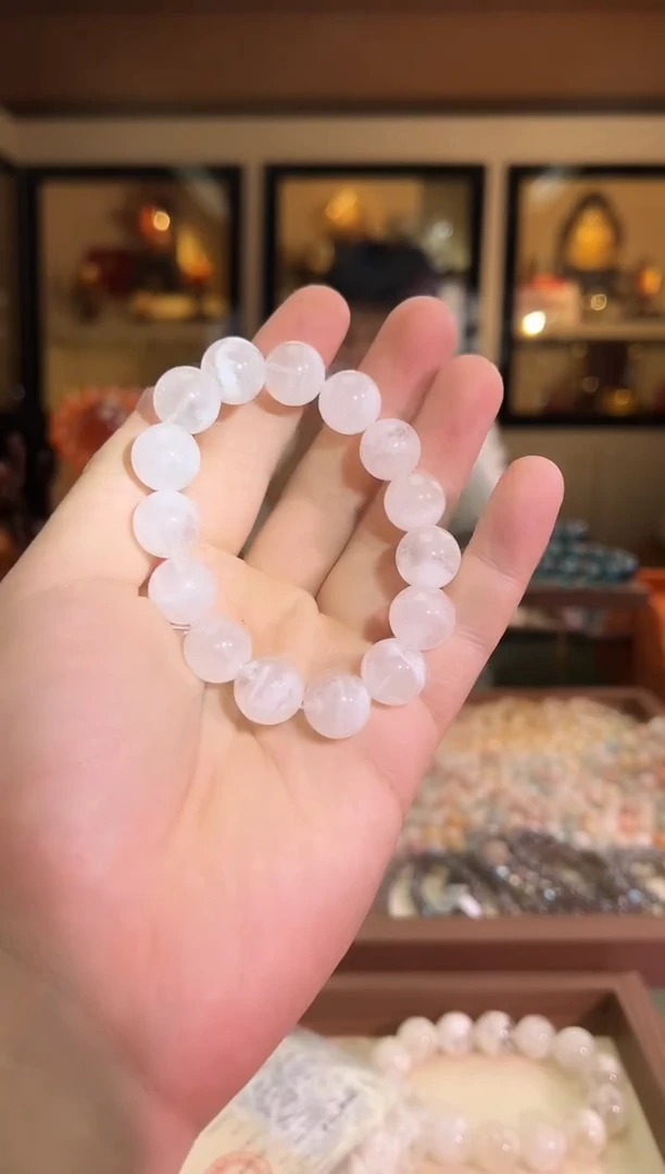未镶嵌手链水晶13.7mm+白雪花幽灵（多样性发一）
