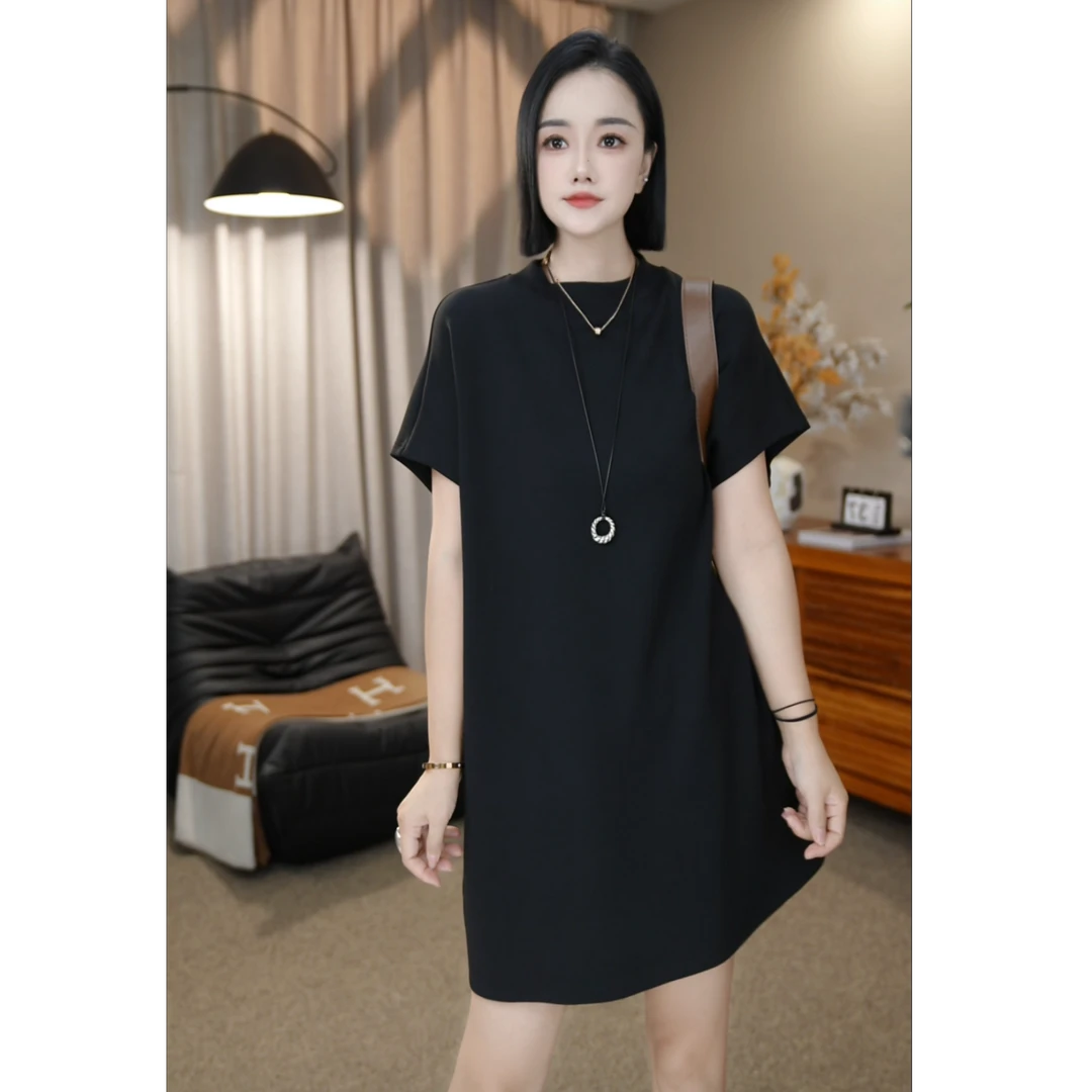 SZ&韩版时尚洋气半高领落肩短袖T恤上衣MX1195#潮流纯色设计师款