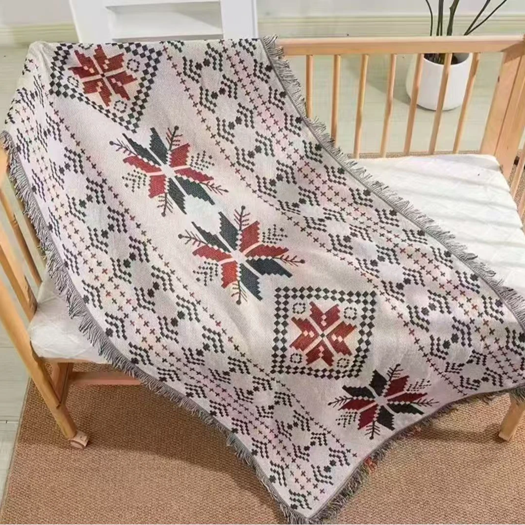 240cm*90cm枫叶菱形沙发巾床幔沙发扶手巾桌布茶几巾加厚针织