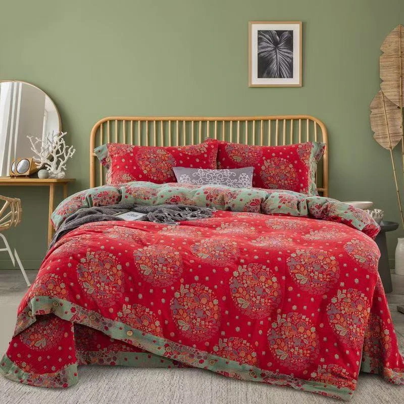 纯棉双层纱四件套--梦中花镜