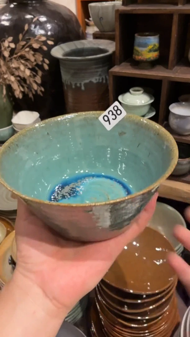瓷片空*键938绿松石手工面碗1个