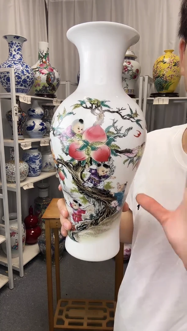 摆件景德镇寿桃鱼尾福利