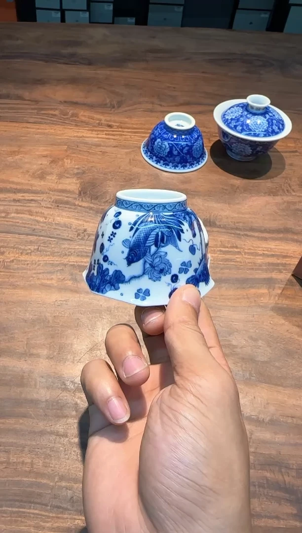 维**c朴真堂 仿明鱼藻纹 八方杯
