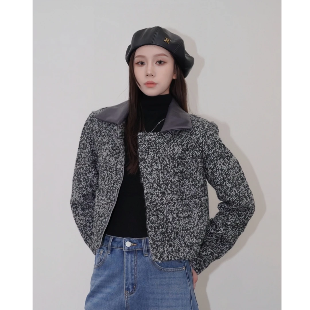 MAIYE  • 【高贵典雅】小香风毛呢外套女秋冬碎花气质时尚  -  9012