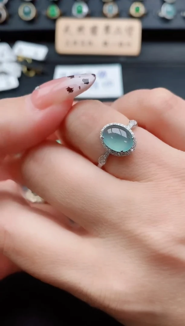 银S925镶嵌戒指翡翠1