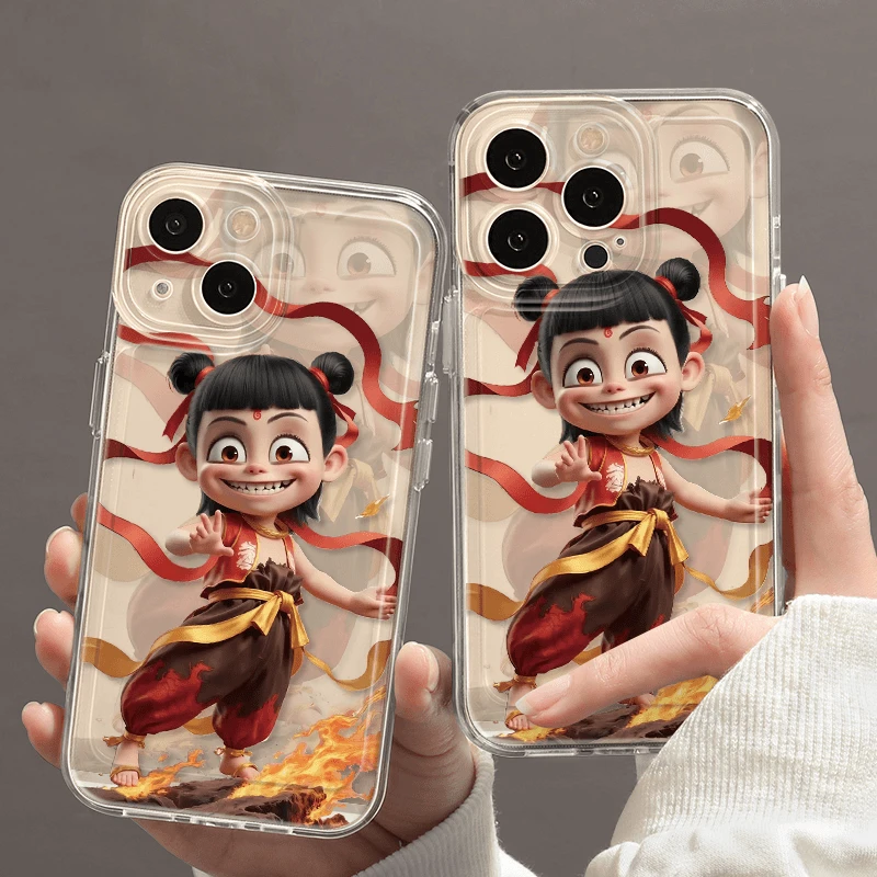 春节卡通哪吒适用苹果16PRO新款手机壳iPhone15新年14/13软壳透明