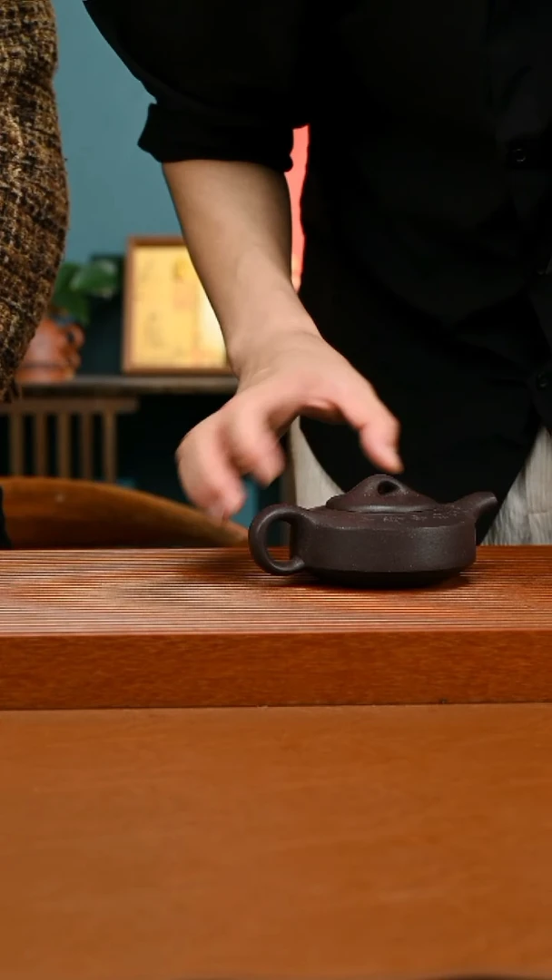 茶壶紫砂精工半手天青扁石009