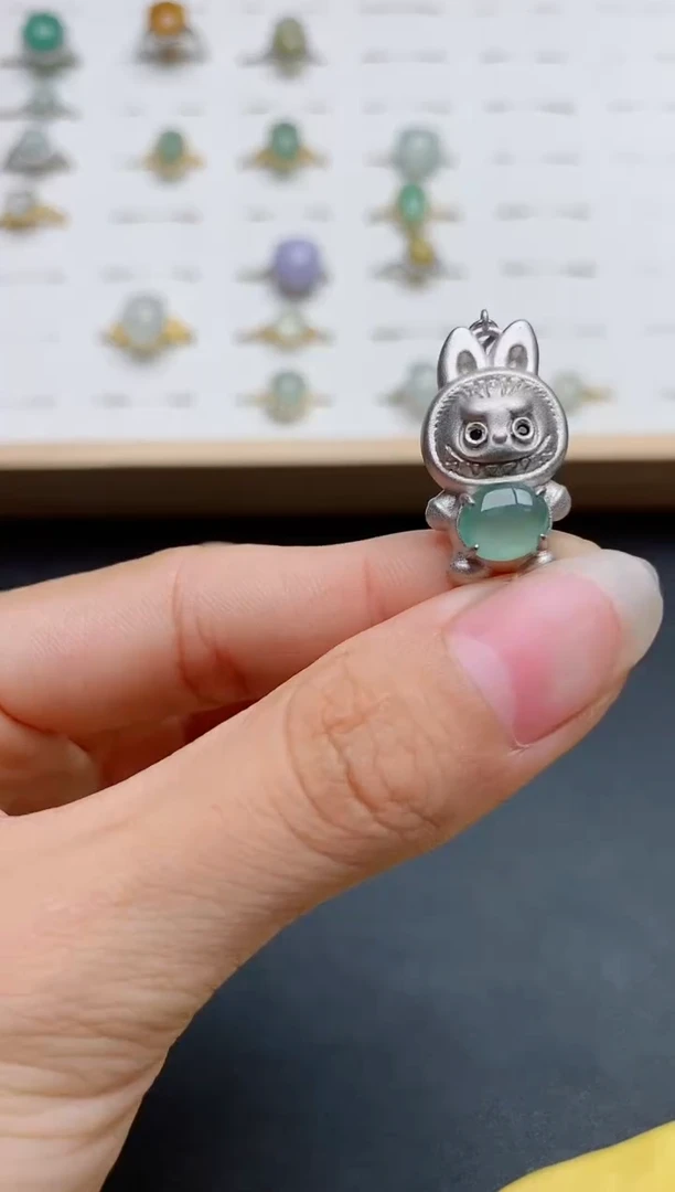 银S925镶嵌戒指翡翠1