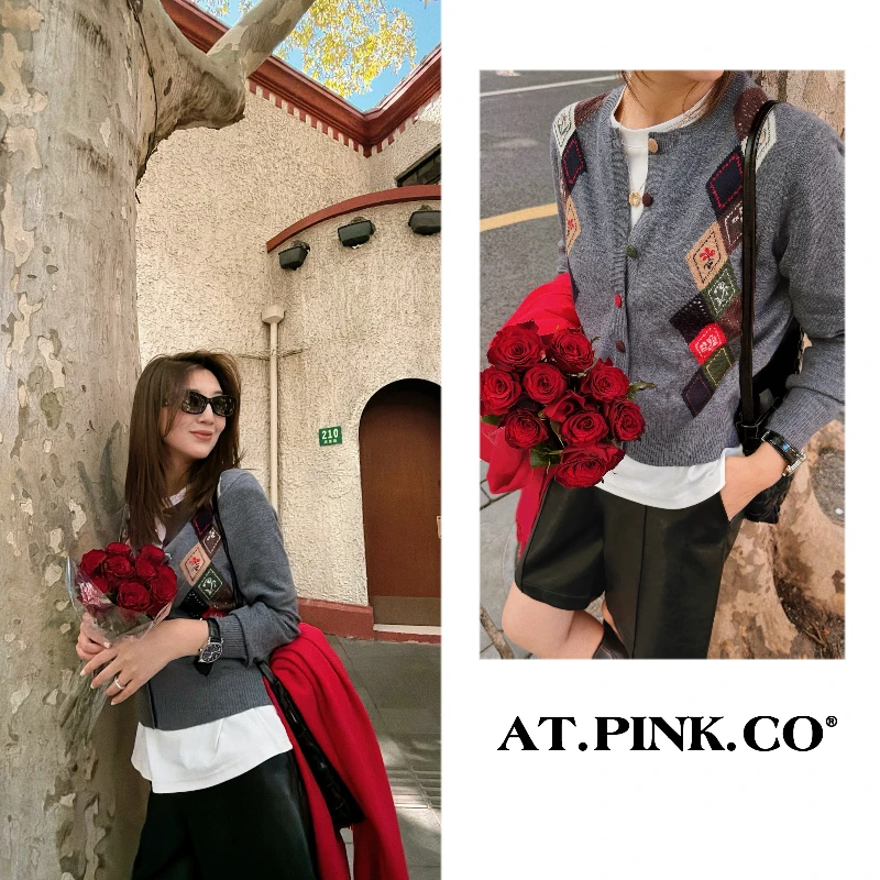 【三三品牌】绵羊绒毛衣针织外套复古提花工艺秋冬百搭  FY297