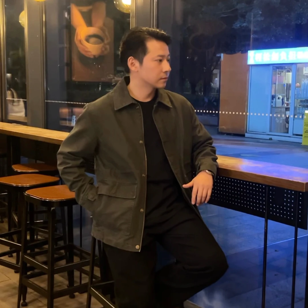 GuuRest/古休宽松复古秋季舒适纯棉中长款长袖夹克经典潮流百搭Z