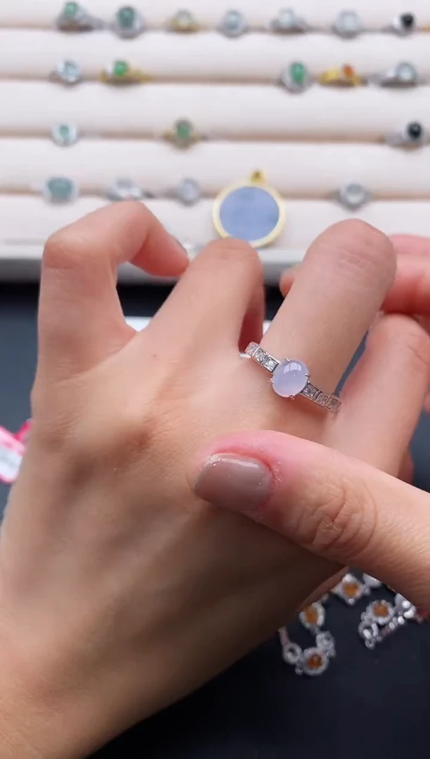 银S925镶嵌戒指翡翠6666666+10