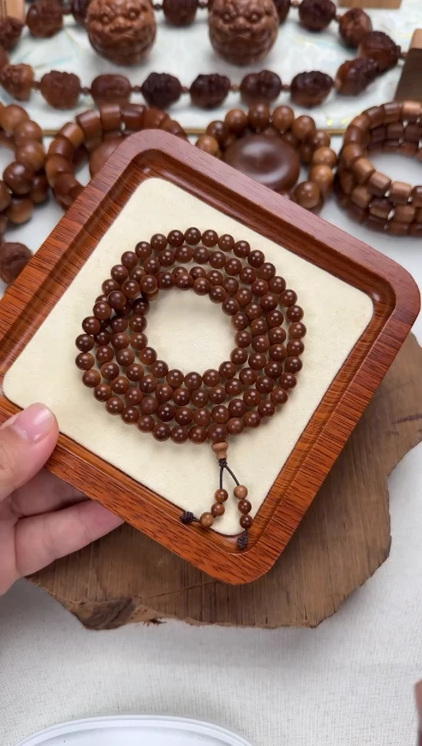檀香木手串/手链0.7横纹沉水108颗 印度老山檀香