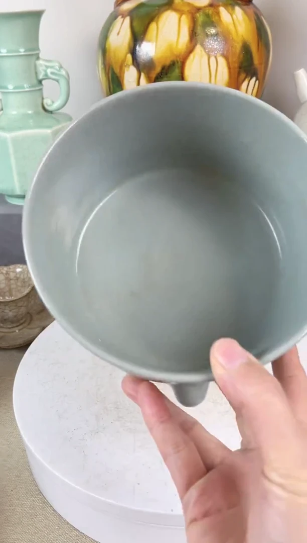 摆件汝窑瓷器三足联摆件