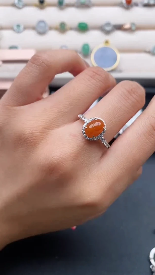 银S925镶嵌戒指翡翠6666666+4