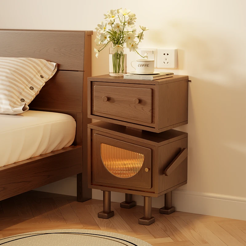 木屋记实木儿童床头柜卧室带灯收纳置物柜客厅创意歪头机器人柜子