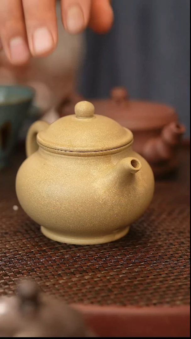 茶壶紫砂原矿手工紫砂壶潘壶   绿泥 210cc