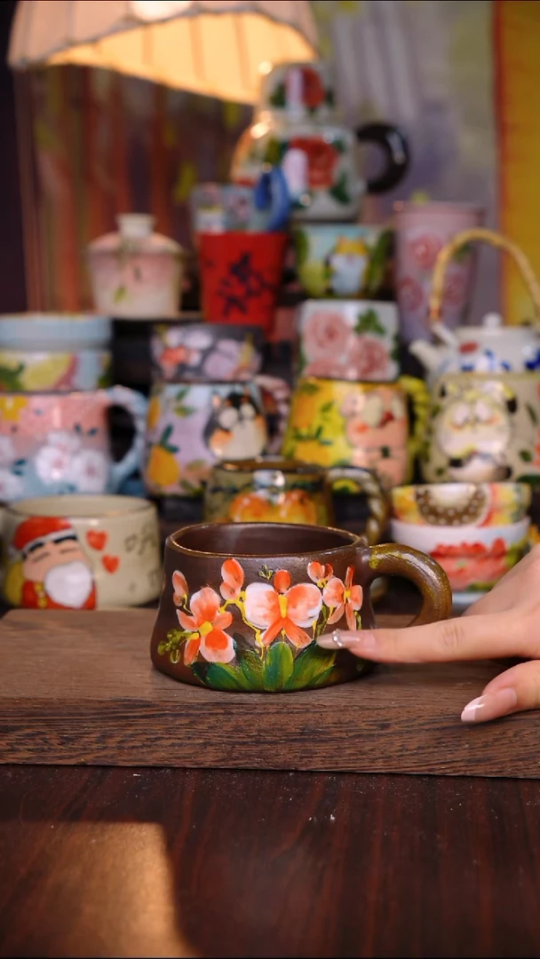 杯子陶泥垚手作 景德镇手工手绘陶瓷器物