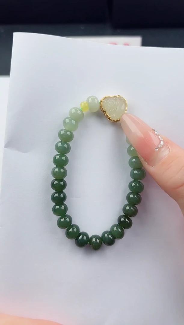 未镶嵌手串和田玉嗨购微色差T1021