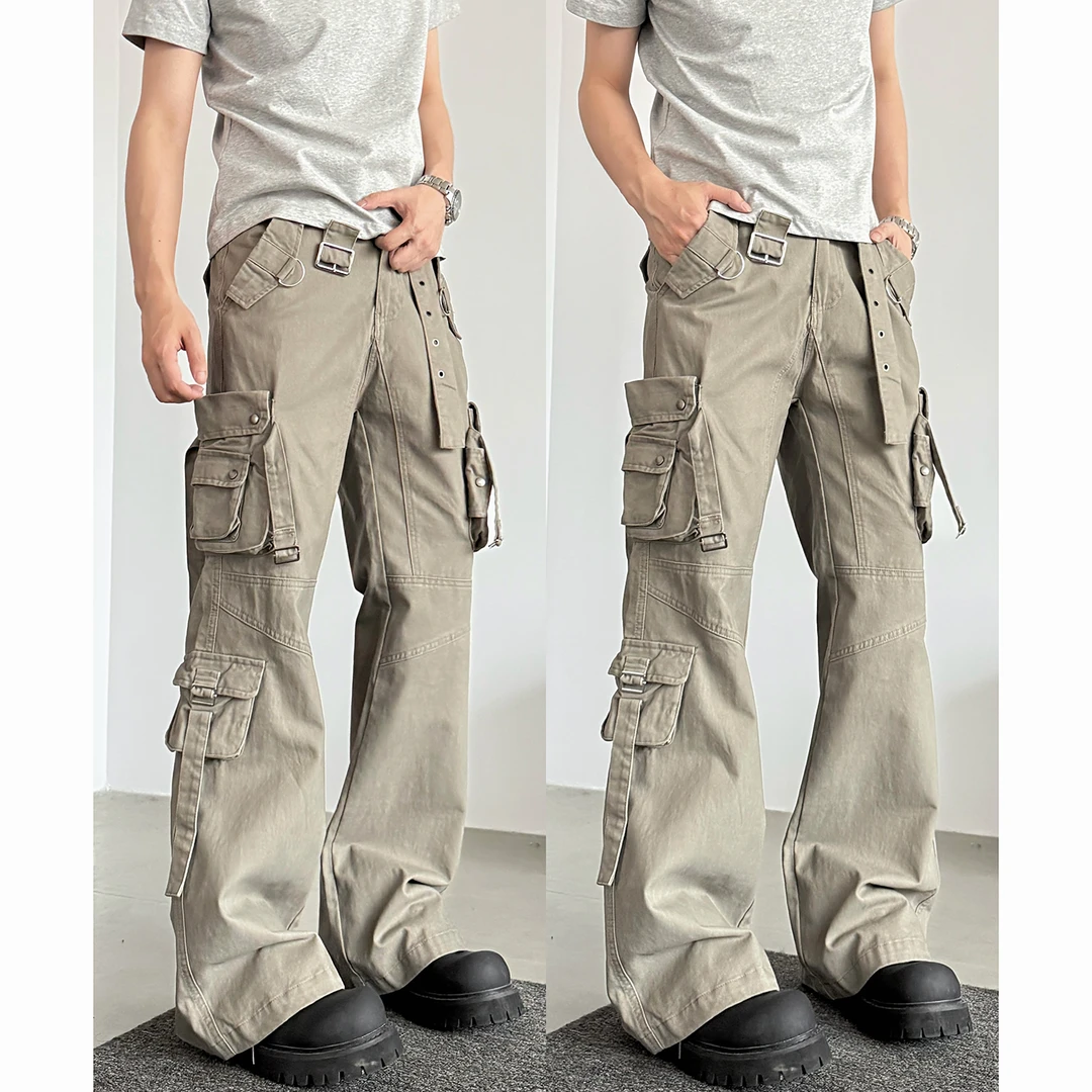 【显高腰带飘带】甄枚前复古腰带cleanfit男女夏季微喇显高工装裤