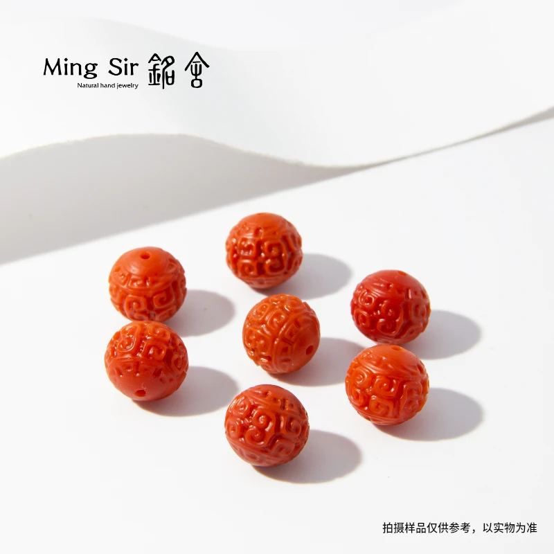 【铭舍 般若】天然川料南红玛瑙回纹圆珠手工DIY配饰（多样性发其一）
