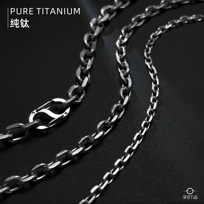 合金项链 纯钛男士项链嘻哈工业风百搭做旧款不过敏时尚ins太角链