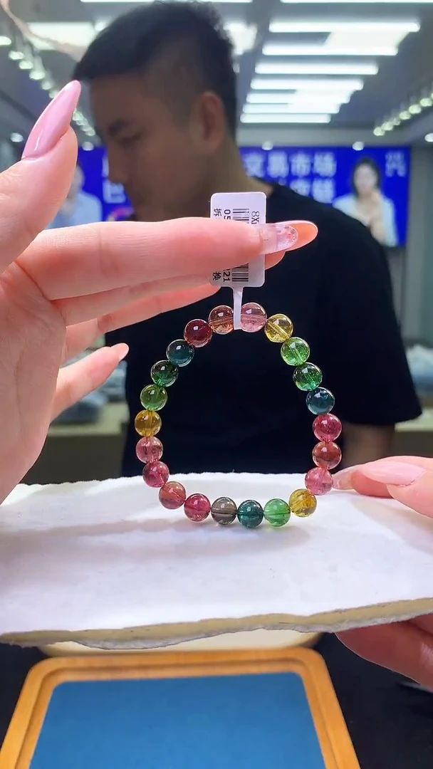 未镶嵌手链碧玺彩虹碧玺单圈8x