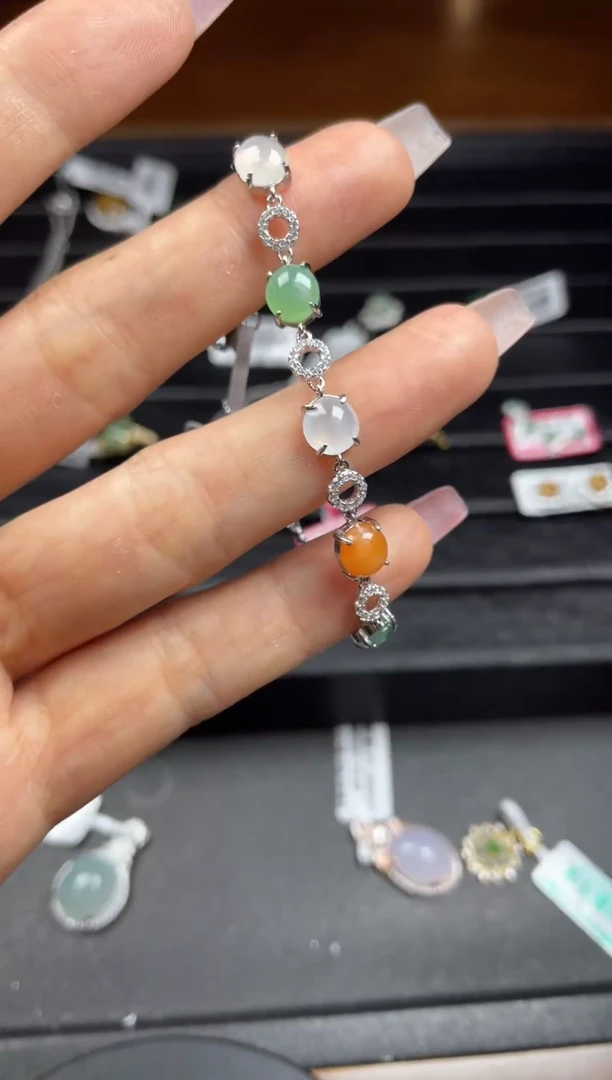 银S925镶嵌戒指翡翠天然翡翠A货