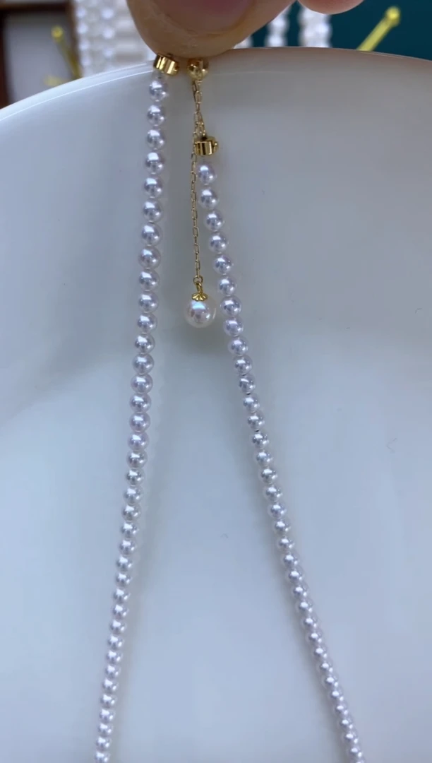 【闪购商品】淡水珍珠项链18K金镶嵌3-4