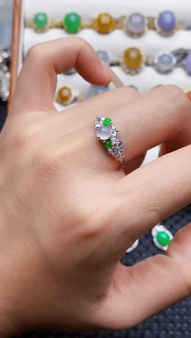 银S925镶嵌戒指翡翠6160