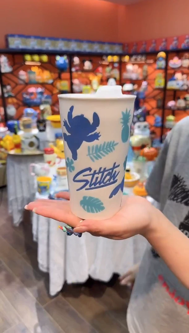 瓷片@@史迪奇双层陶瓷水杯