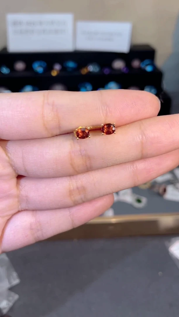 银S925镶嵌耳饰黄晶天然宝石