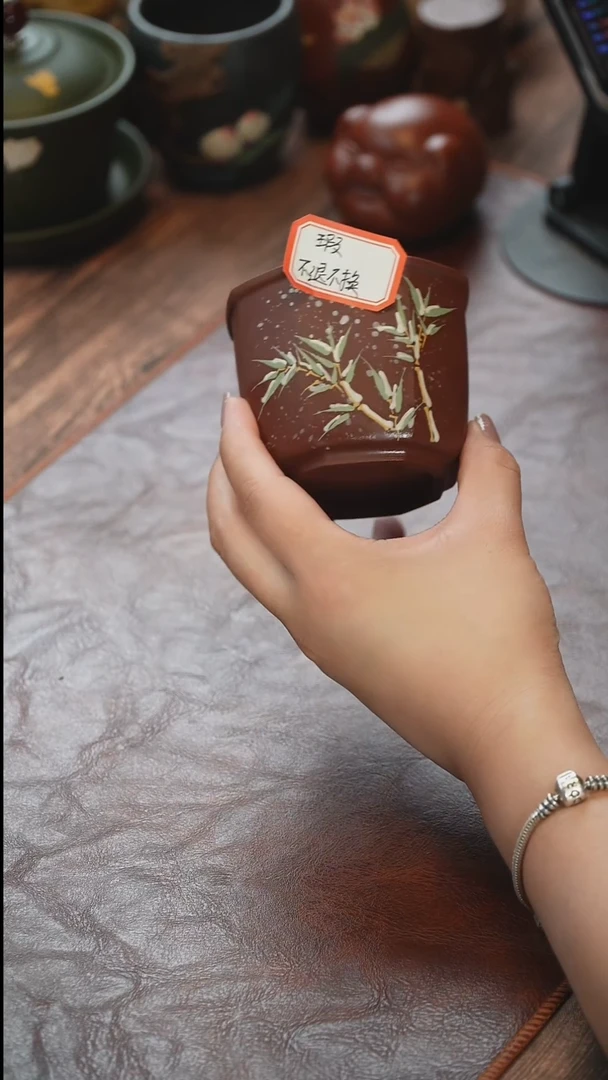茶杯紫砂紫砂杯主人杯花泥不退不换