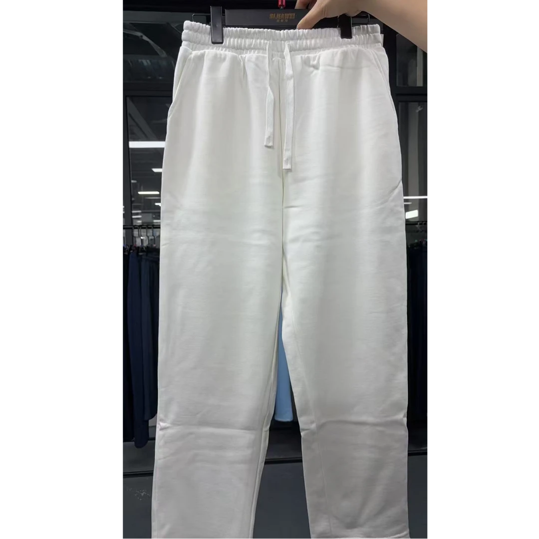 日常系列常规色高垂透气100%纯棉 男女同穿休闲裤 直筒白色