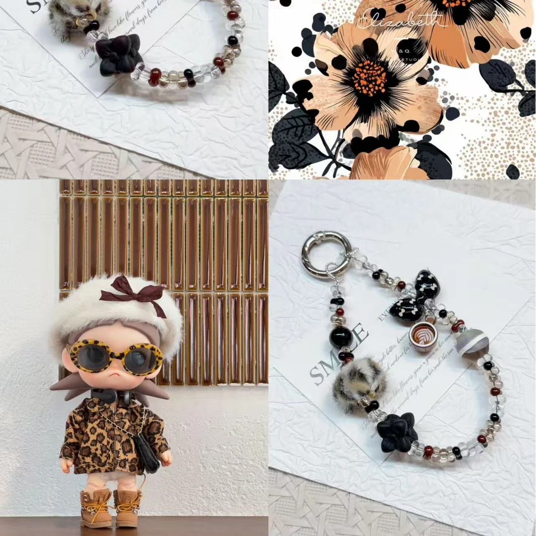 A073LALA原创进口米珠高端手机链［酷飒豹纹］