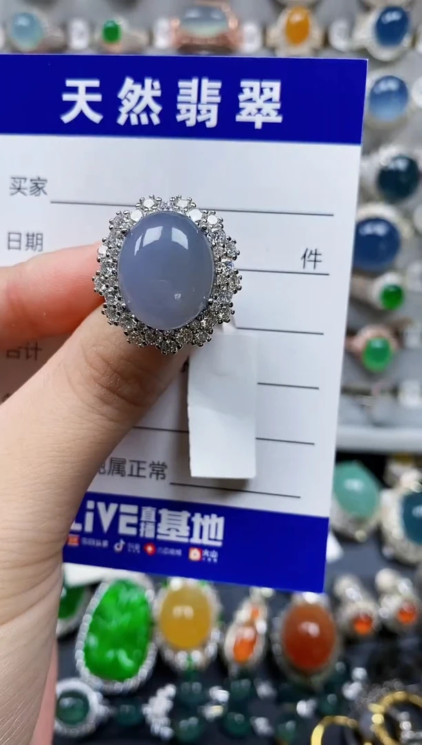 翡翠戒指银S925镶嵌351