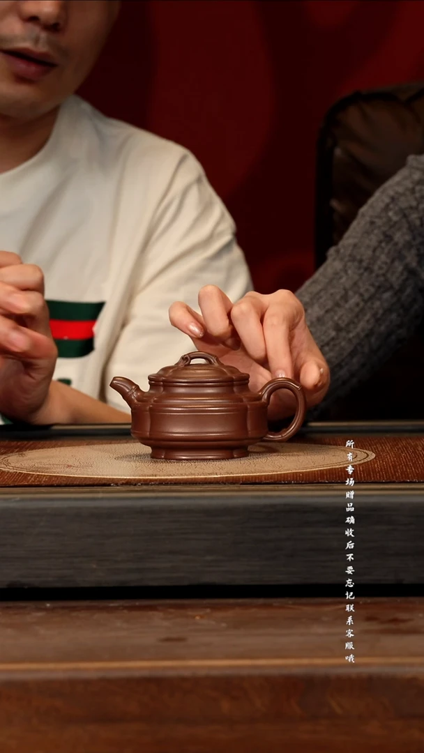 宜兴紫砂JMJ 甲紫泥 筋纹竹鼓