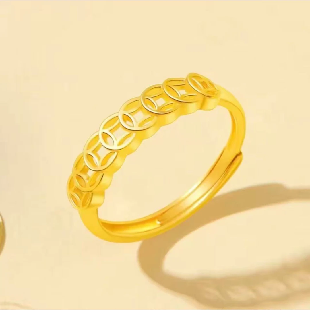 【粉丝专属】八方来财 镂空铜钱纹财源滚滚复古可调节戒指