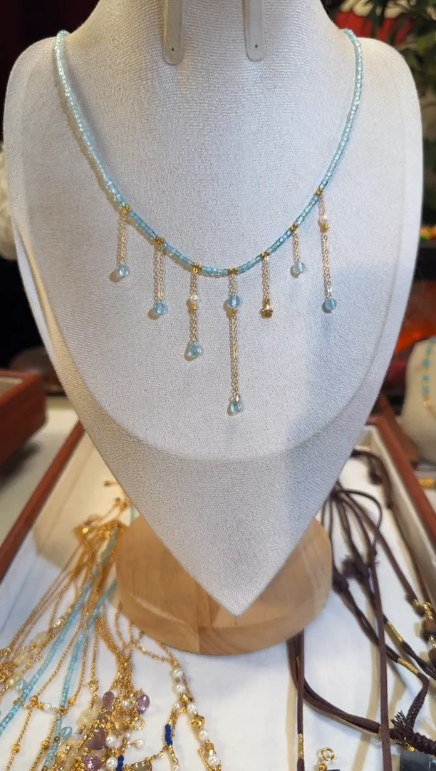 无925银蓝色锁骨链