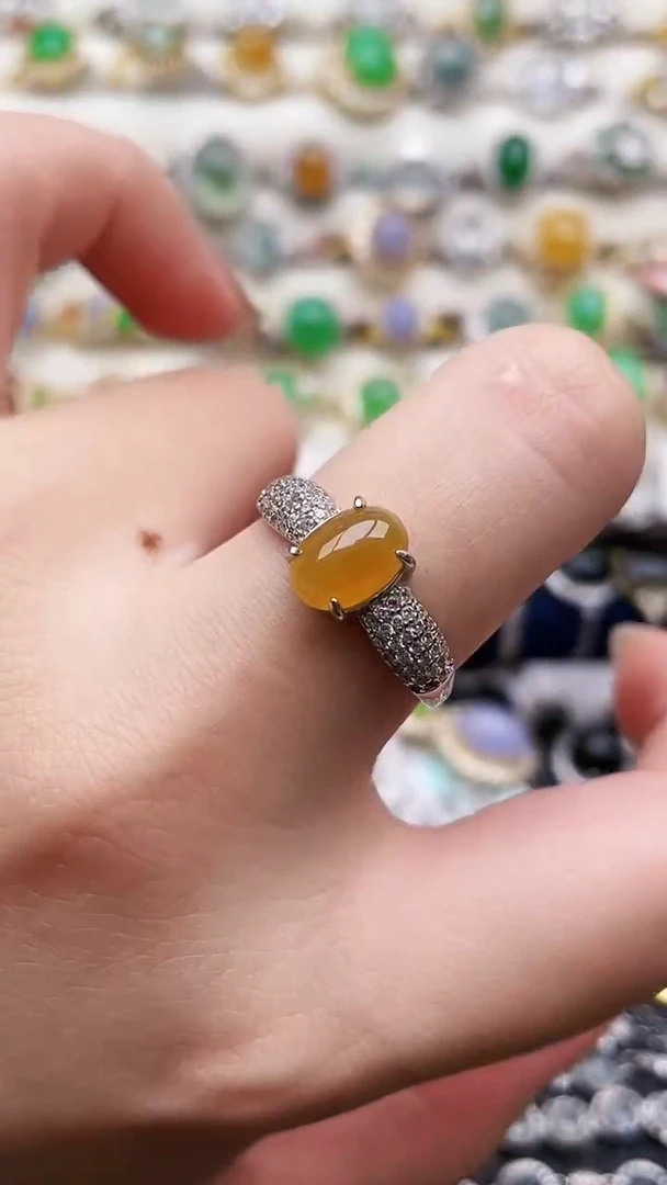 银S925镶嵌戒指翡翠124