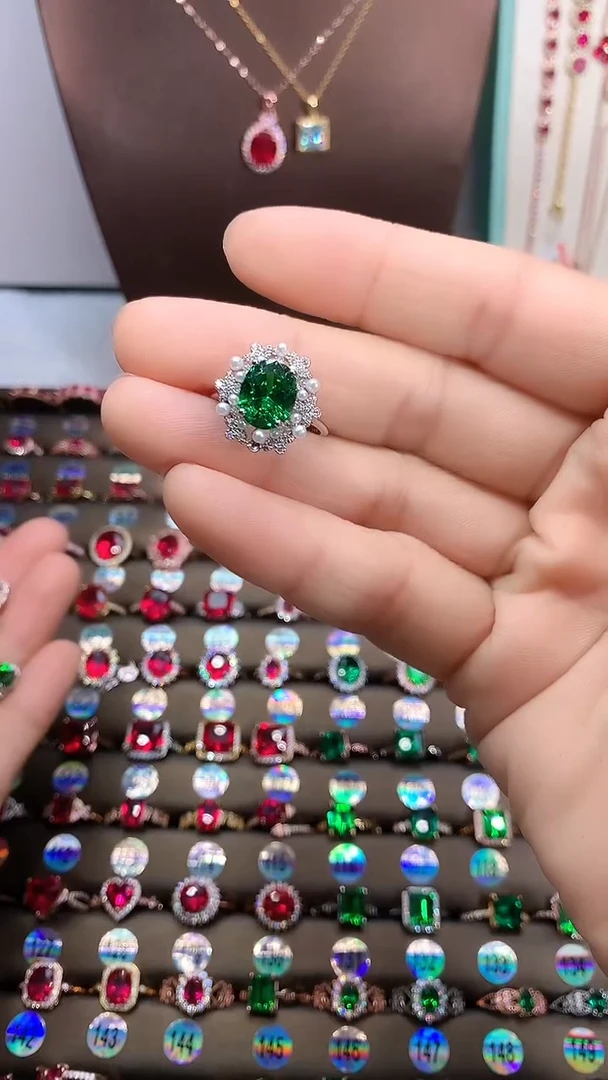 【闪购商品】透辉石戒指银S925镶嵌银色