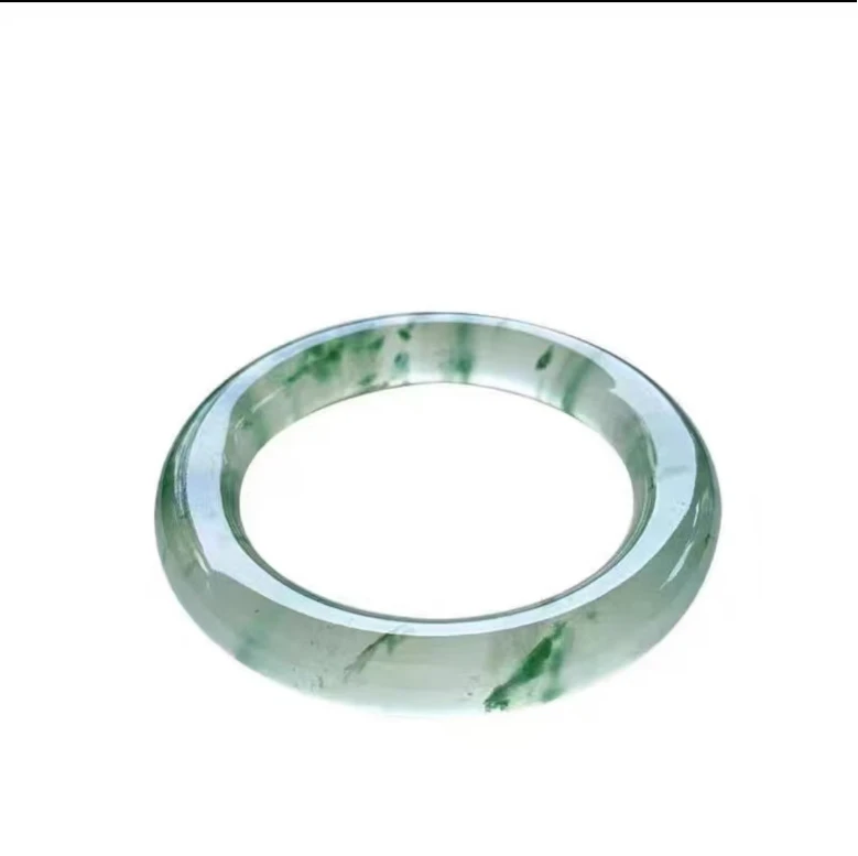 丽轩阁~匠心制作 高颜冰飘花透绿青色手镯016