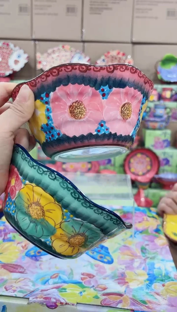 瓷6.5英寸斗笠两个装樱花+碧海